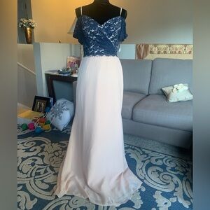 Christina Wu Navy and Blush Gown